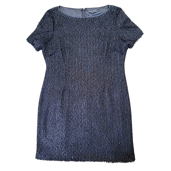 🆑️ CLEARANCE Tahari ASL Black Mini Dress Textured Sheath Size 14P - Picture 4 of 9